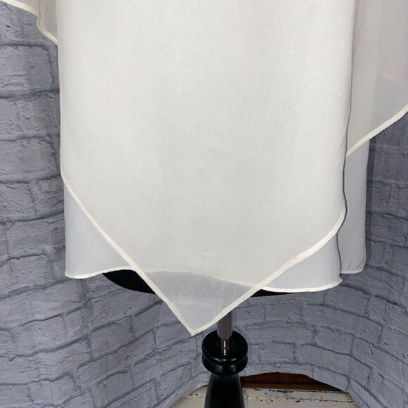 Esley cold shoulder v-cut tank w/sheer triangle cut outer layer white sz S - Picture 5 of 13